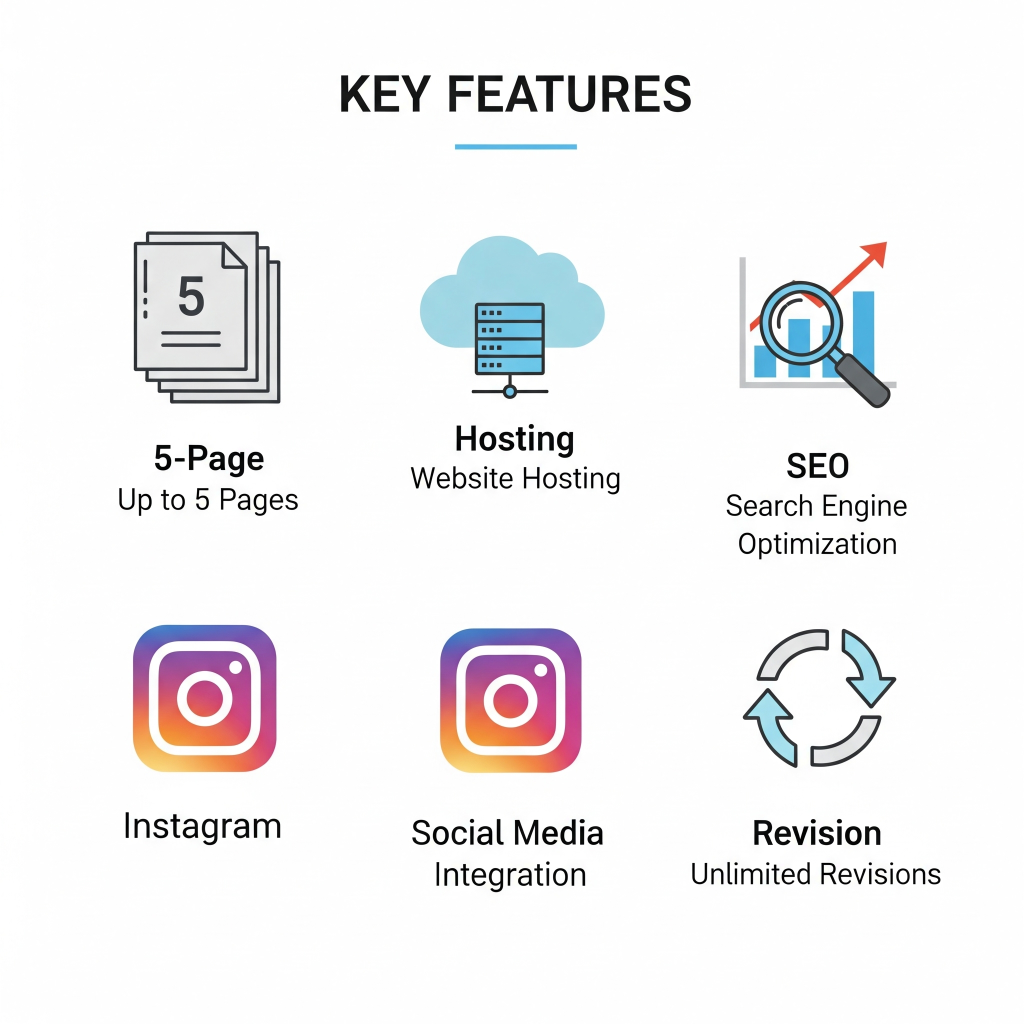Fitur paket standar Bukadigital, website 5 halaman, seo dasar, hosting gratis